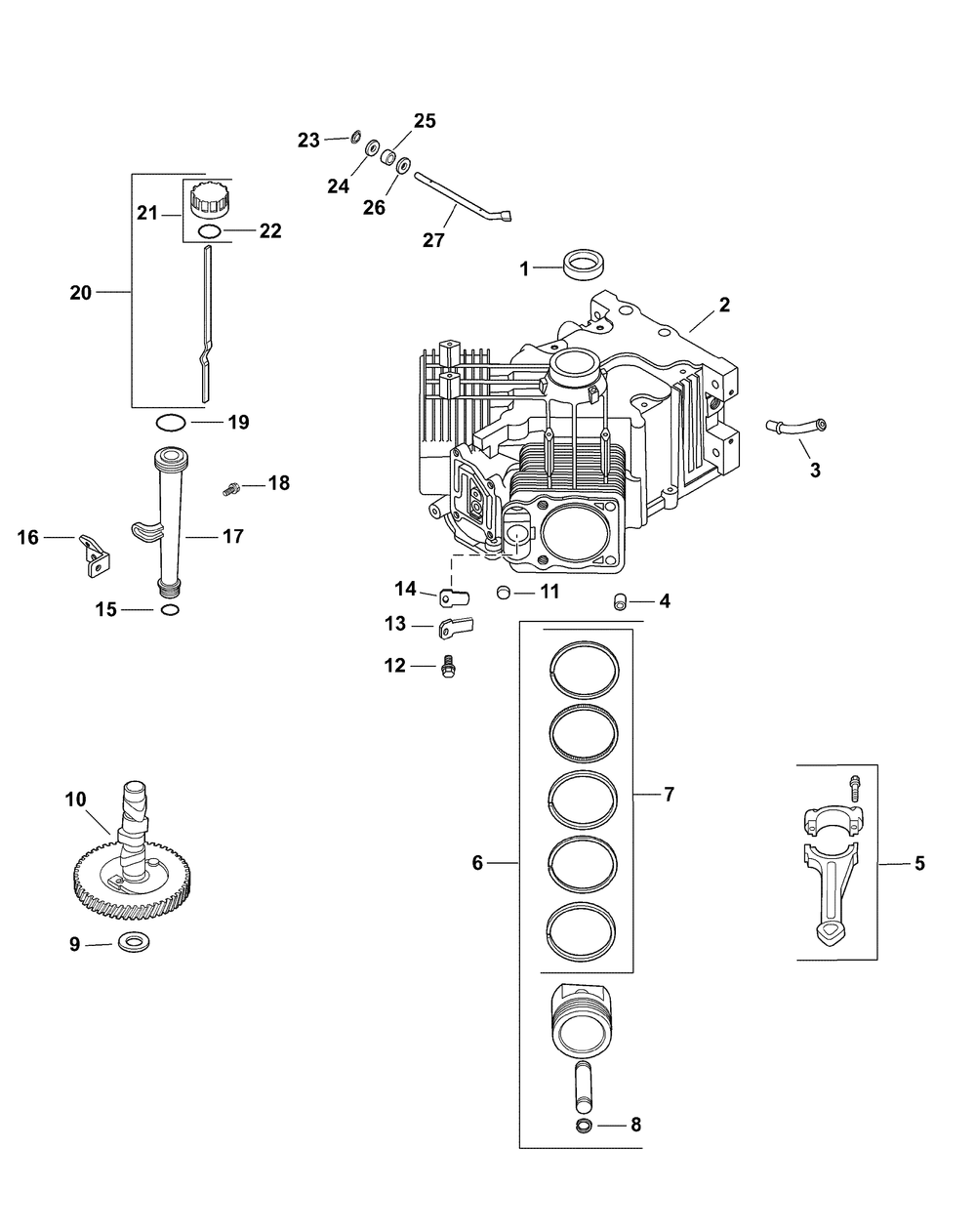 Kohler Cv680-3011 Crankcase Diagram and Parts List for RECON48 53AH8ST3050-23HP Cub Cadet Lawn Tractor